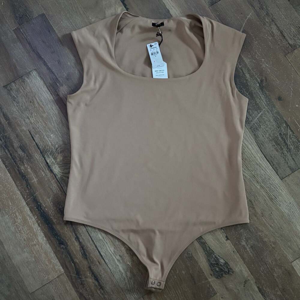 Express Body Contour NWT Collection Sleeveless Bodysuit Tan Size XL
